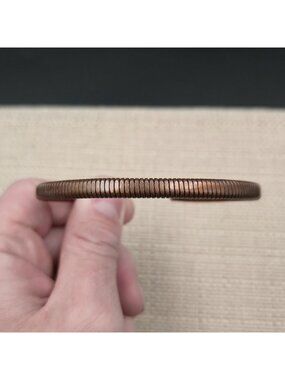 8 Inch Copper Handmade Textured Ribbed Cuff Bracelet B1247